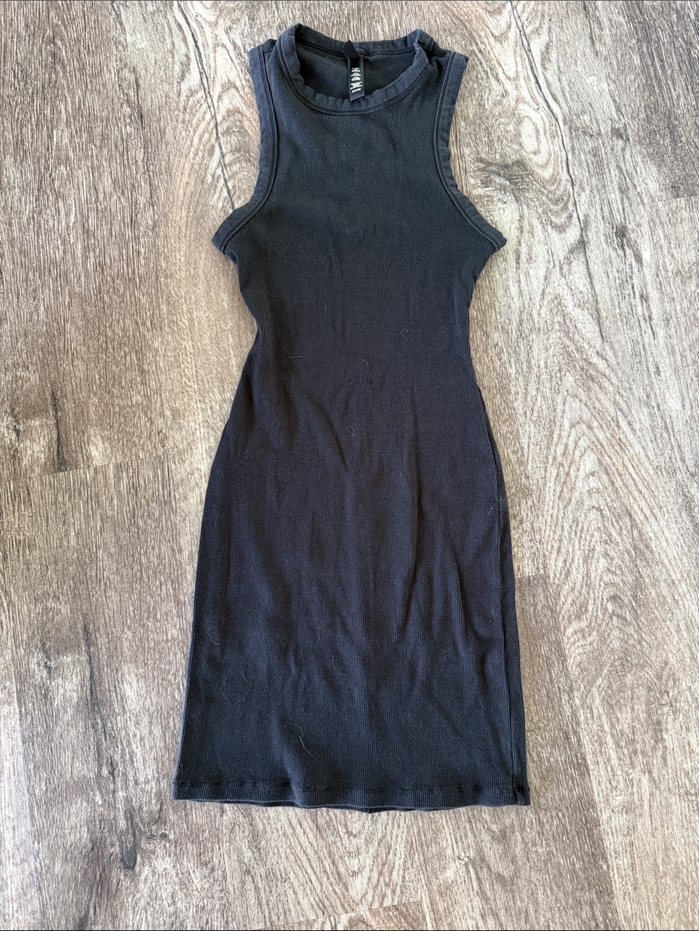 SKIMS Black Ribbed Sleeveless Midi Dress